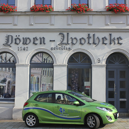 Ansicht der Löwen Apotheke in Oschatz